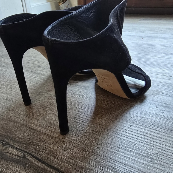 Stuart Weitzman Myslide Suede Black Heels - Picture 4 of 7